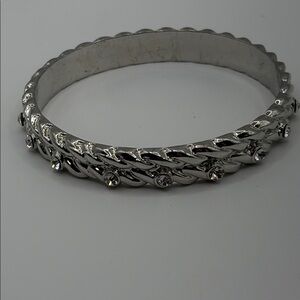 Austrian Crystal Rope Style Bangle Silver Bracelet 7-8”